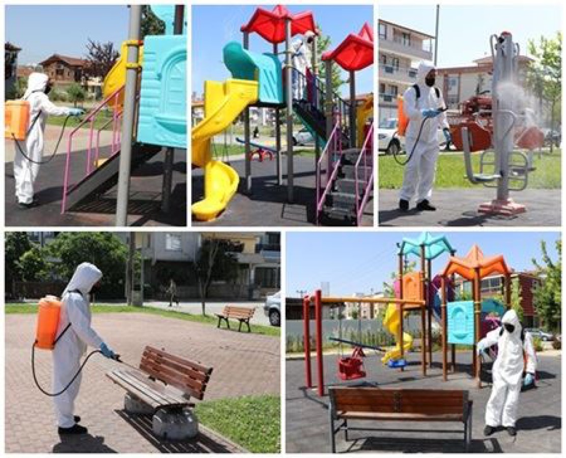 ÇOCUKLARIN İZİN GÜNÜ ÖNCESİ OYUN ALANLARI VE PARKLAR DEZENFEKTE EDİLDİ