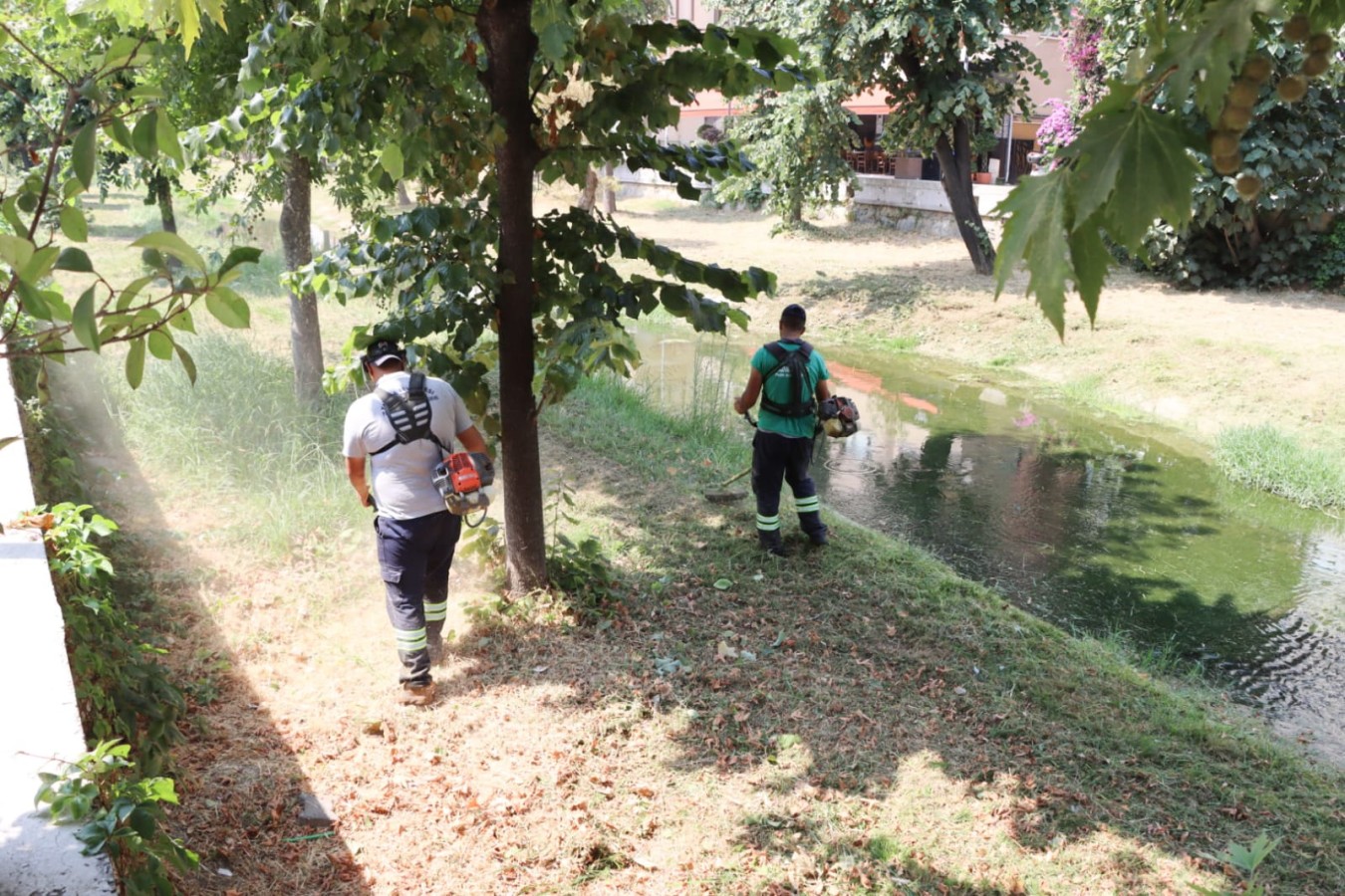 DERE ÇEVRELERİNDE YABANİ OT TEMİZLİĞİ DEVAM EDİYOR