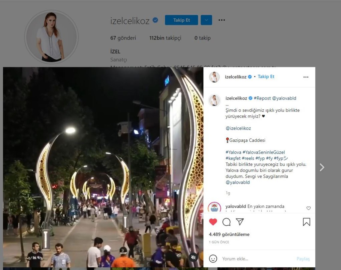 ŞARKICI İZEL YALOVA BELEDİYESİNİN ÇAĞRISINI KARŞILIKSIZ BIRAKMADI