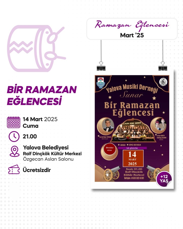 YALOVA BELEDİYESİ, ‘BİR RAMAZAN EĞLENCESİ’ DÜZENLİYOR