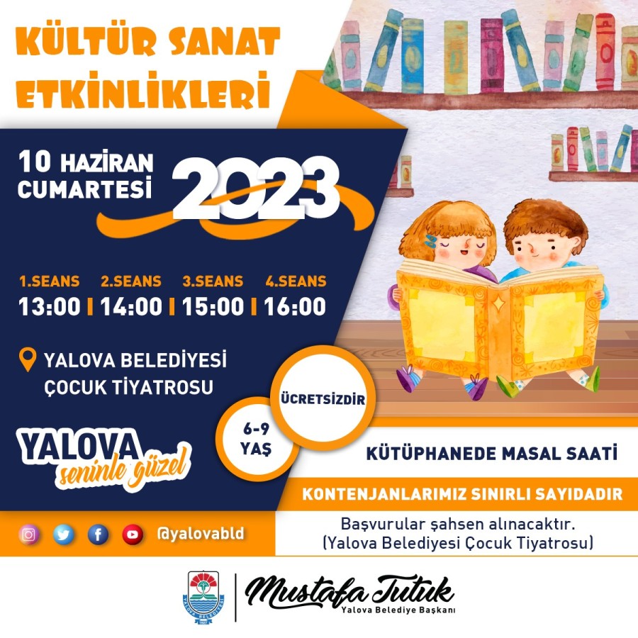 YALOVA BELEDİYESİ’NDEN 6-9 YAŞ ARASI ÇOCUKLARA MASAL SAATİ